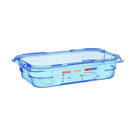 Araven FOOD PAN BPA-FREE GN1/4, 1.7qt BLUE TRANSPARENT, 10 3/8" X 6 3/8" X 2 1/2" 07816